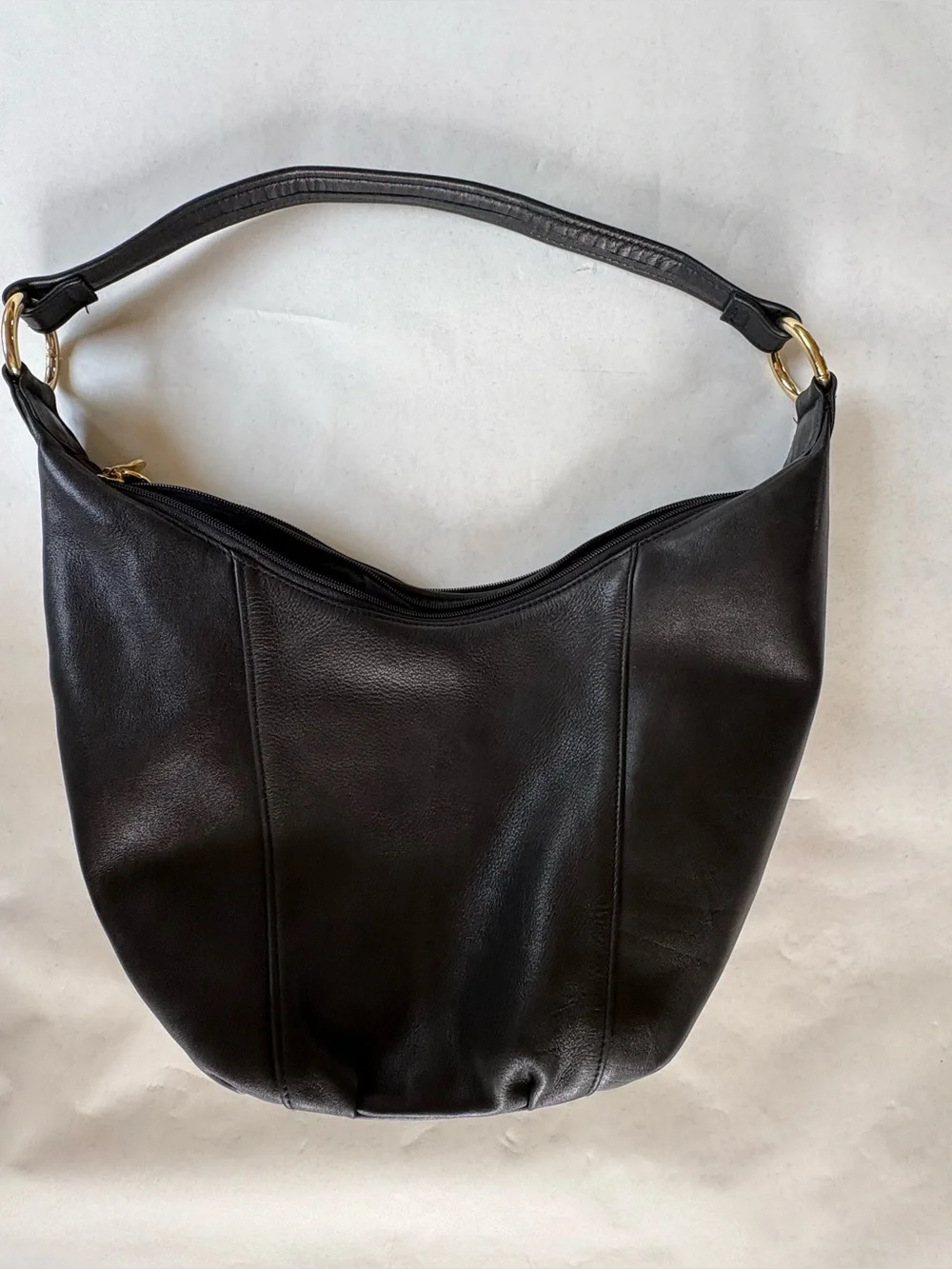 Tignanello - Black Leather Hobo with Gold Hardware